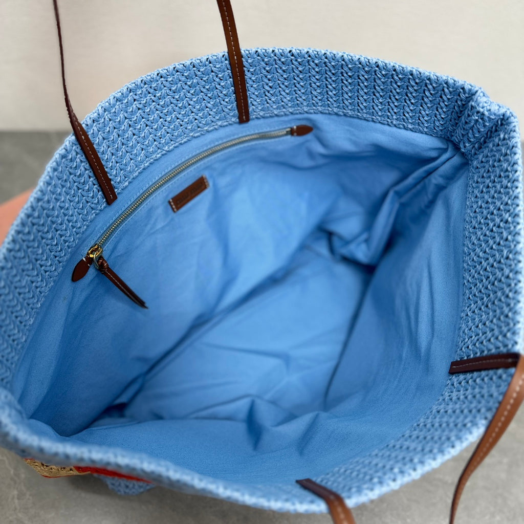 Miu Miu Striped Crochet Tote Bag – Blue & Orange