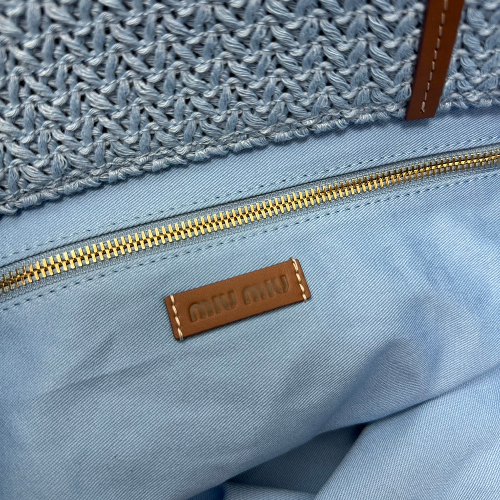Miu Miu Striped Crochet Tote Bag – Blue & Orange