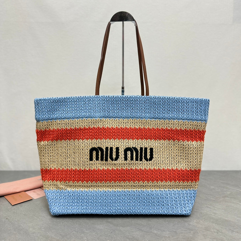 Miu Miu Striped Crochet Tote Bag – Blue & Orange