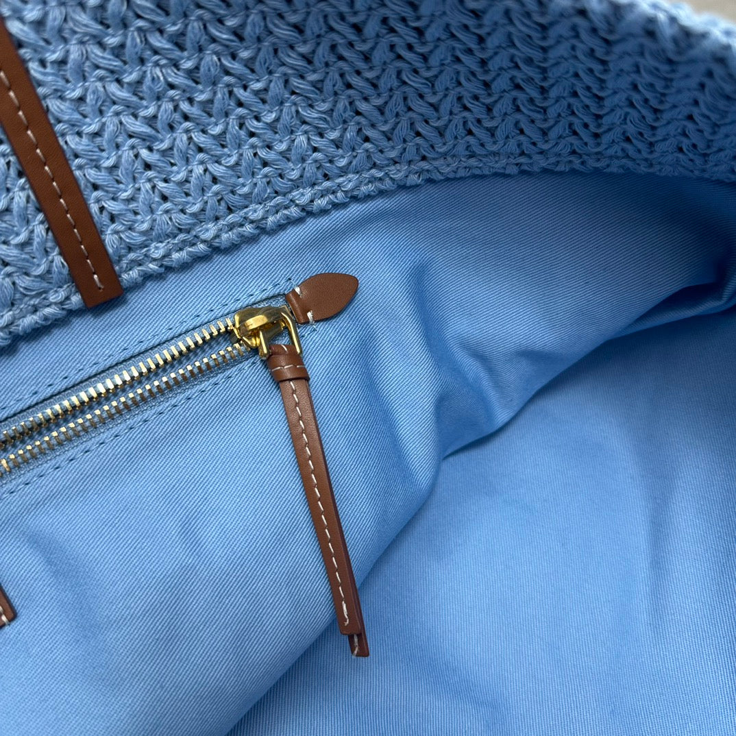 Miu Miu Striped Crochet Tote Bag – Blue & Orange