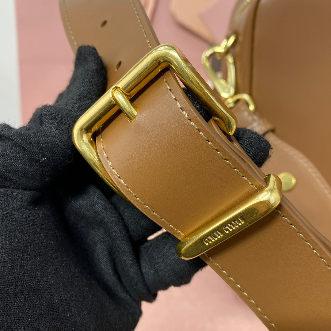 Miu Miu Beau Wide Strap Box Bag – Cognac