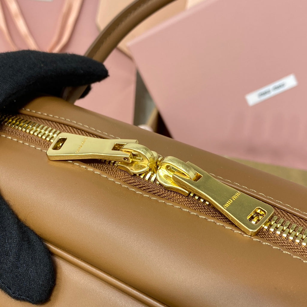 Miu Miu Beau Wide Strap Box Bag – Cognac
