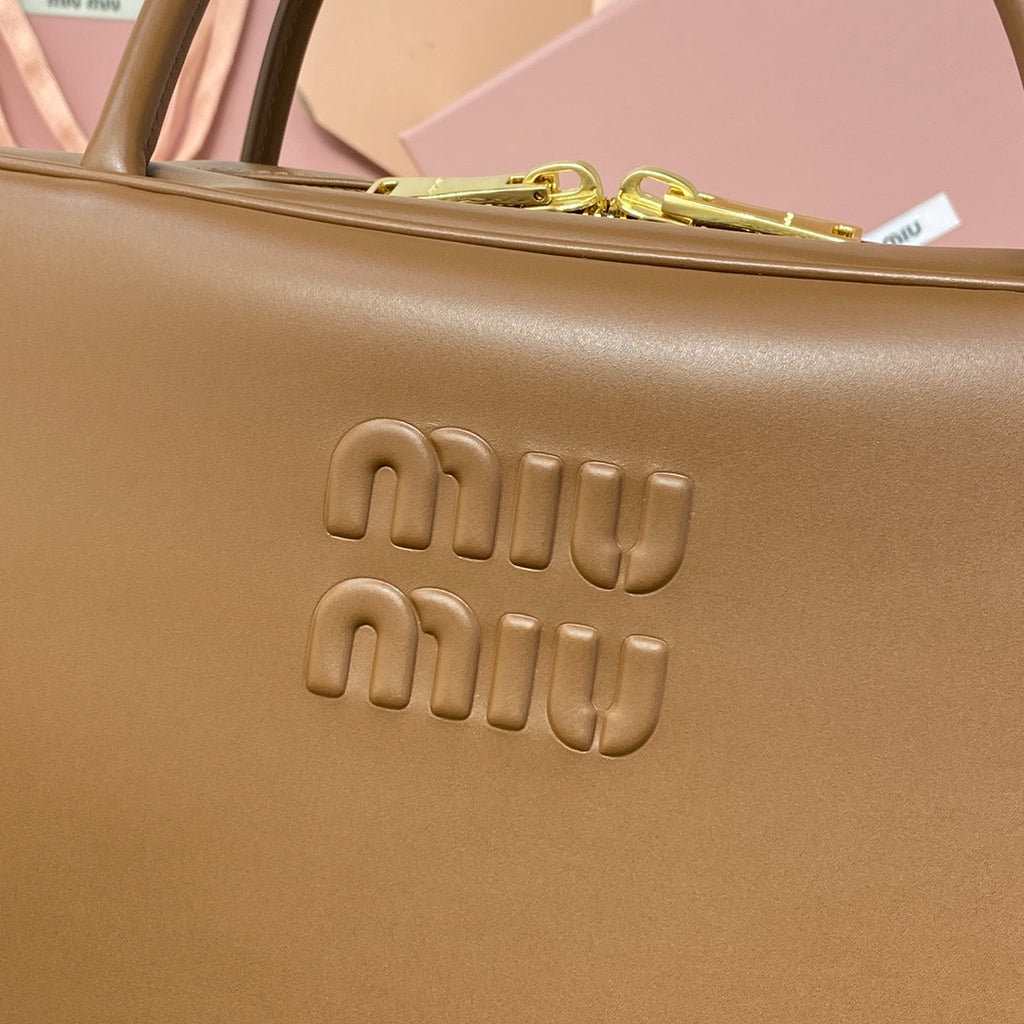 Miu Miu Beau Wide Strap Box Bag – Cognac