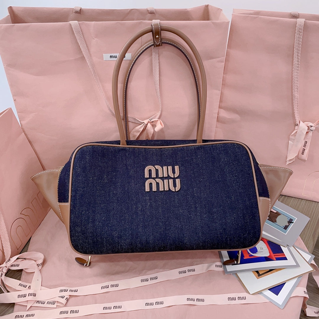 Miu Miu Beau Denim Top Handle Bag – Navy