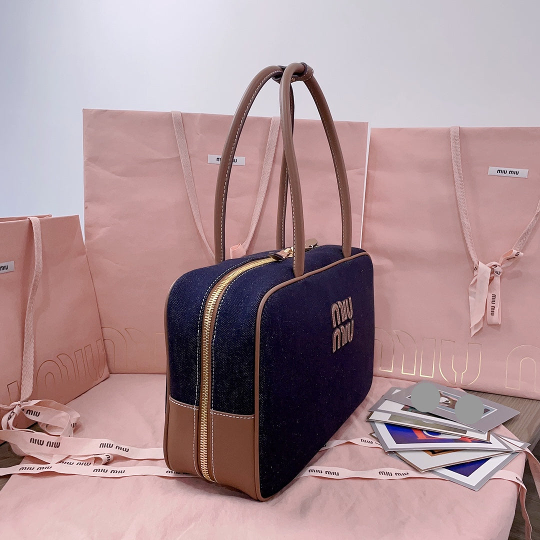 Miu Miu Beau Denim Top Handle Bag – Navy