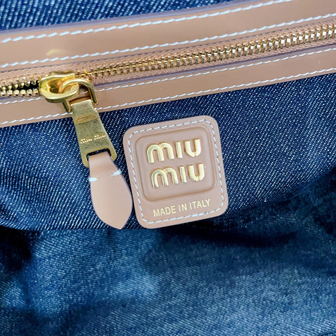 Miu Miu Beau Denim Top Handle Bag – Navy