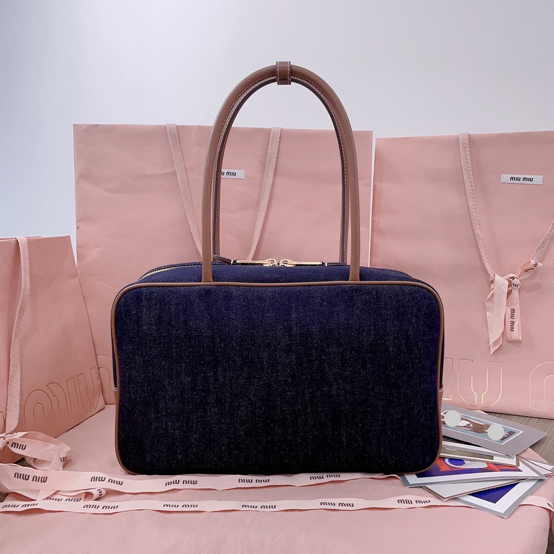 Miu Miu Beau Denim Top Handle Bag – Navy