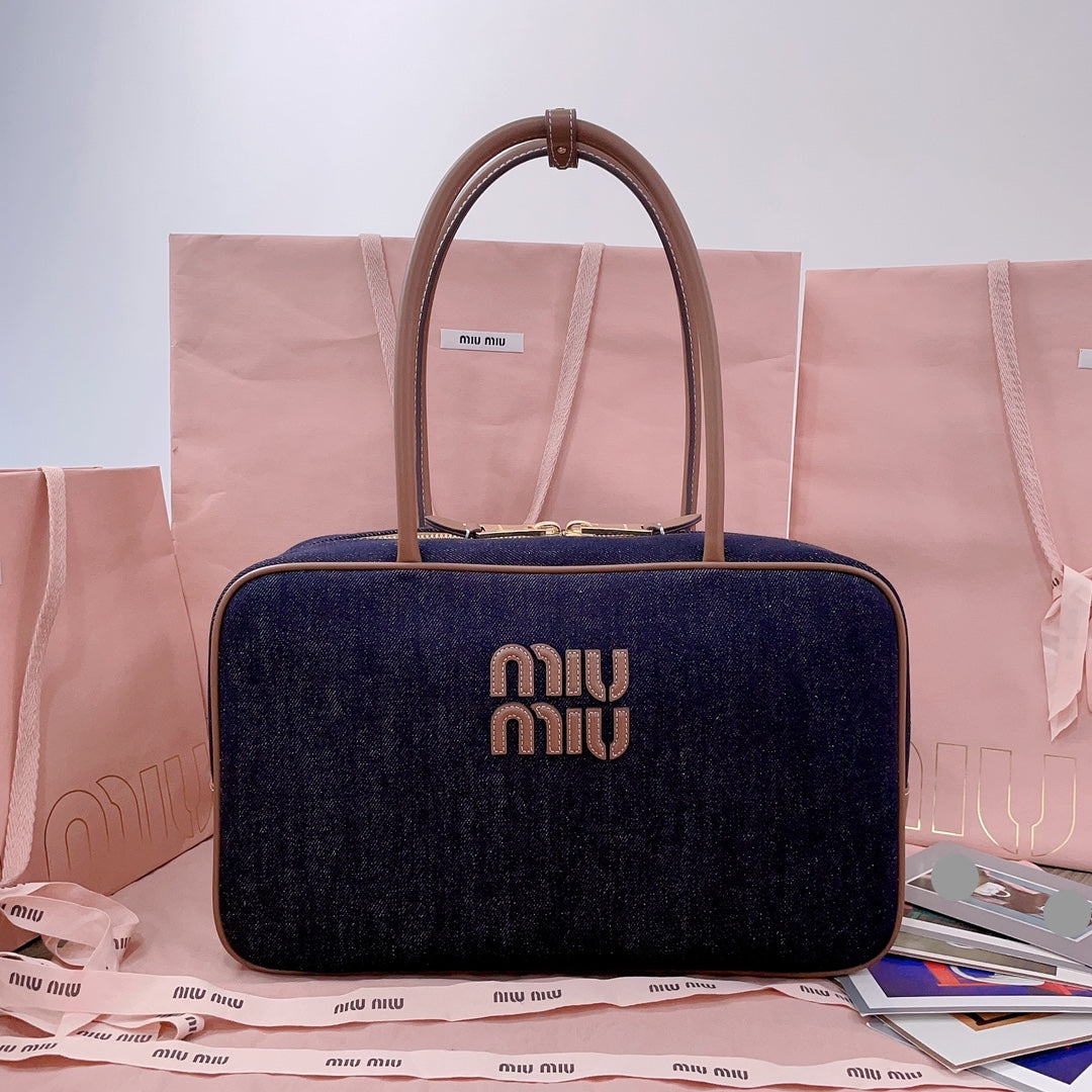 Miu Miu Beau Denim Top Handle Bag – Navy