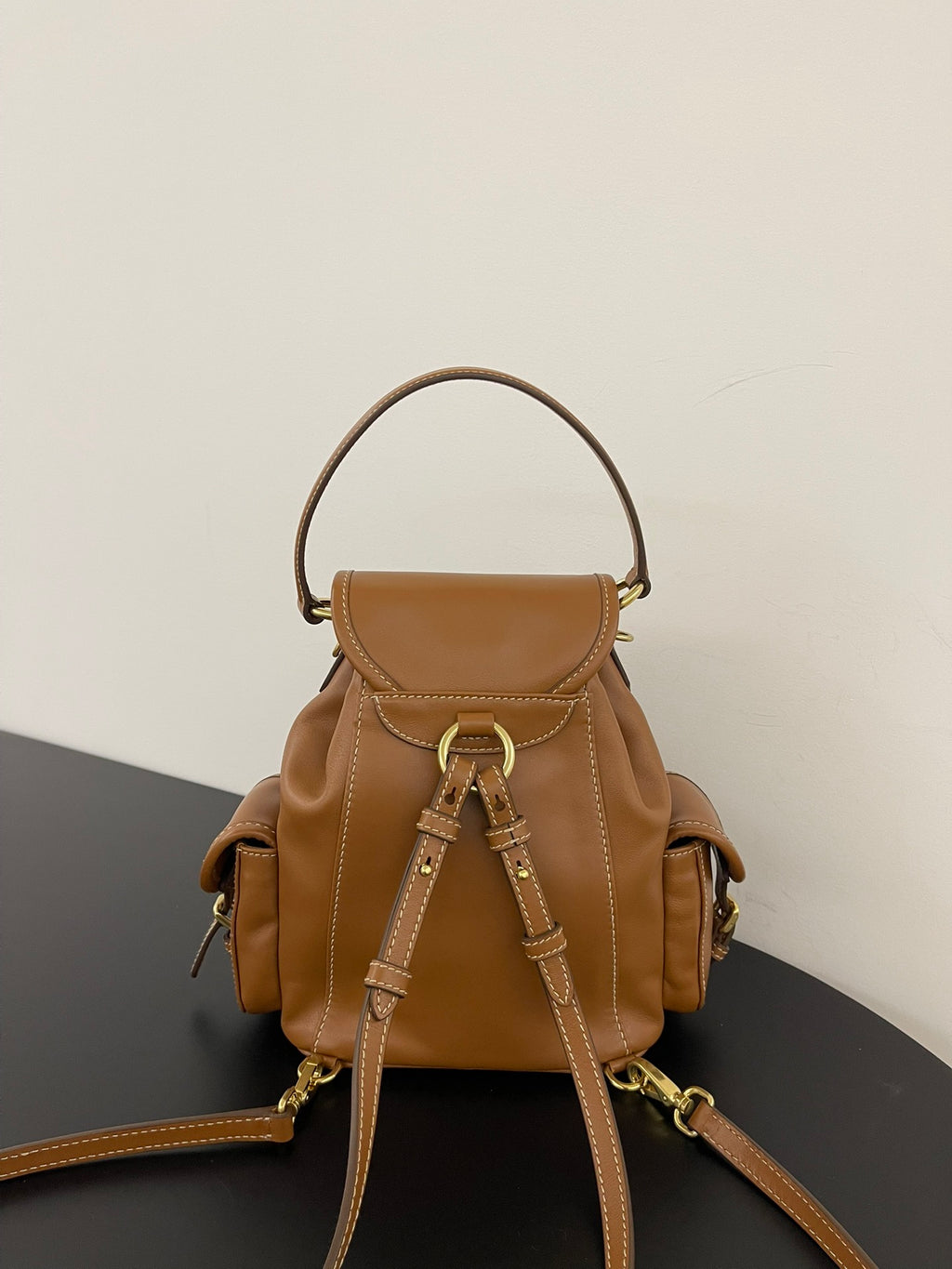 Miu Miu Leather Mini Backpack – Cognac