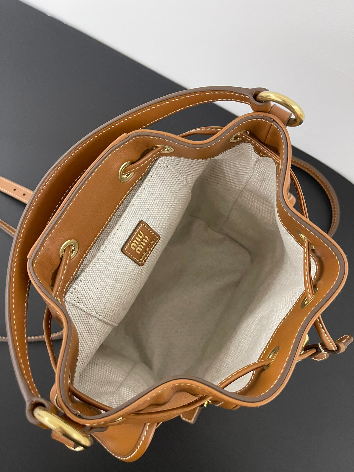 Miu Miu Leather Mini Backpack – Cognac