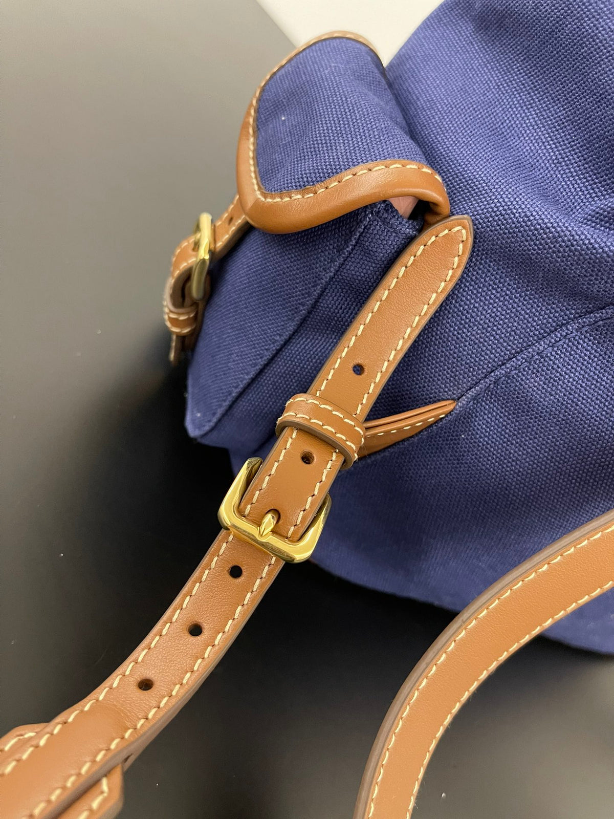 Miu Miu Canvas Backpack – Navy Blue