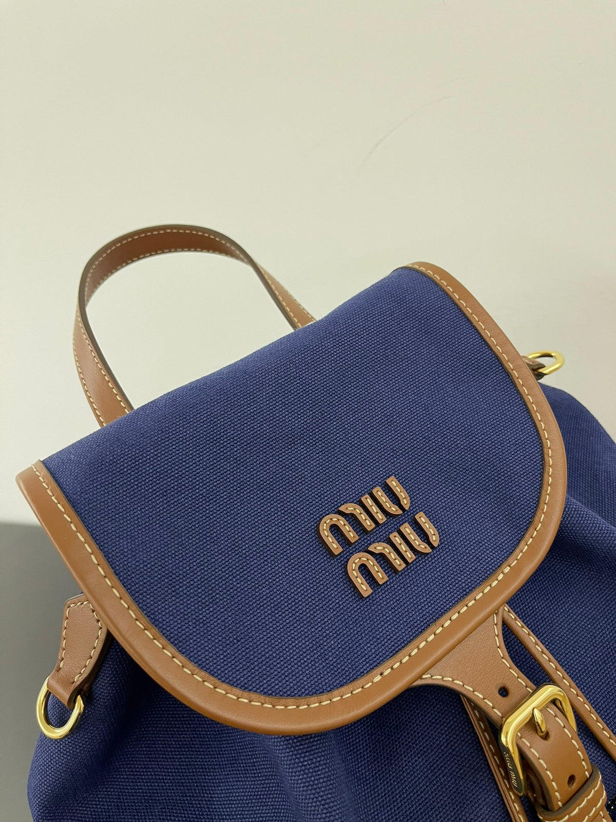 Miu Miu Canvas Backpack – Navy Blue