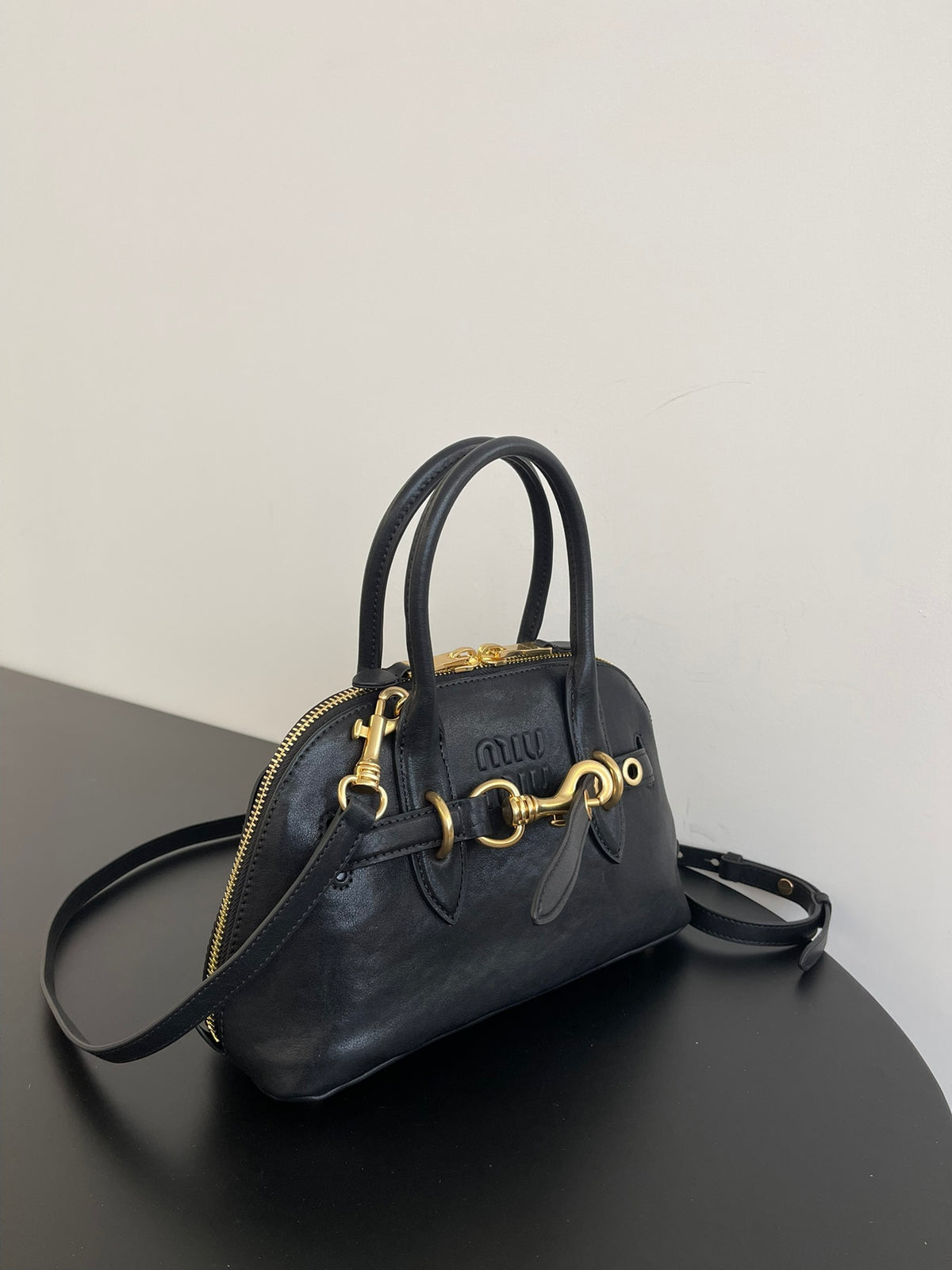 Miu Miu Aventure Mini Leather Bag – Black