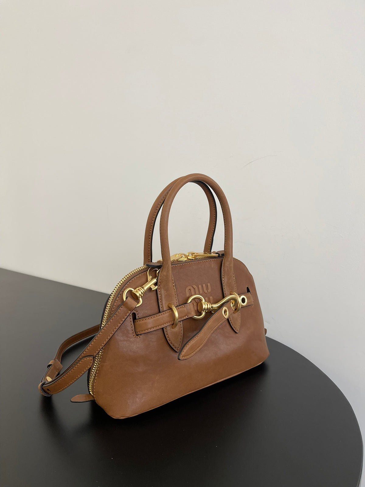 Miu Miu Aventure Mini Leather Bag – Cognac