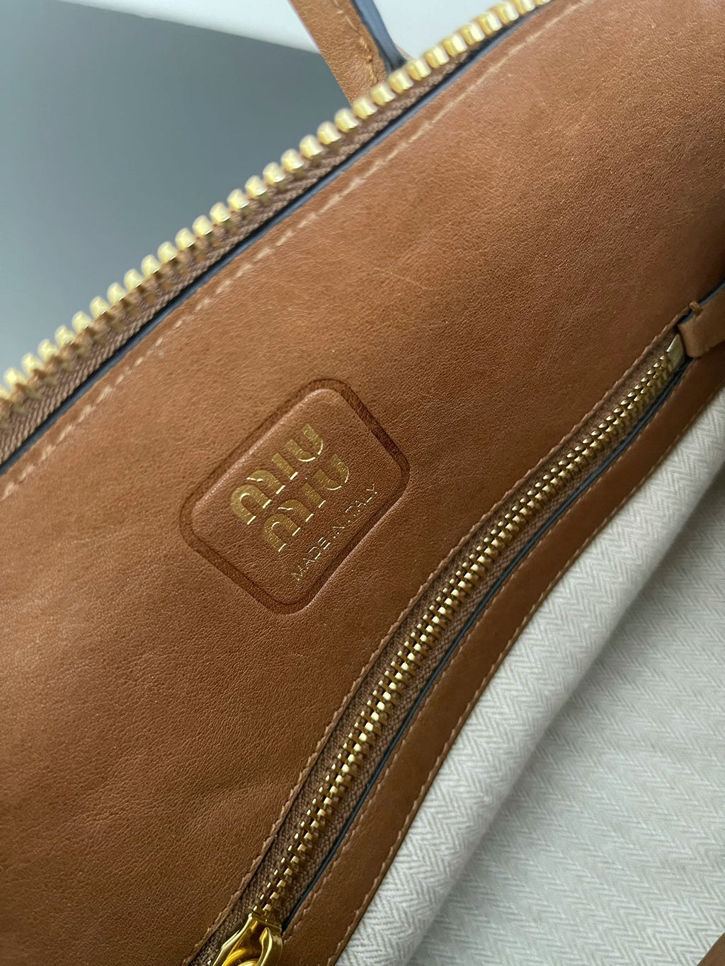 Miu Miu Aventure Mini Leather Bag – Cognac