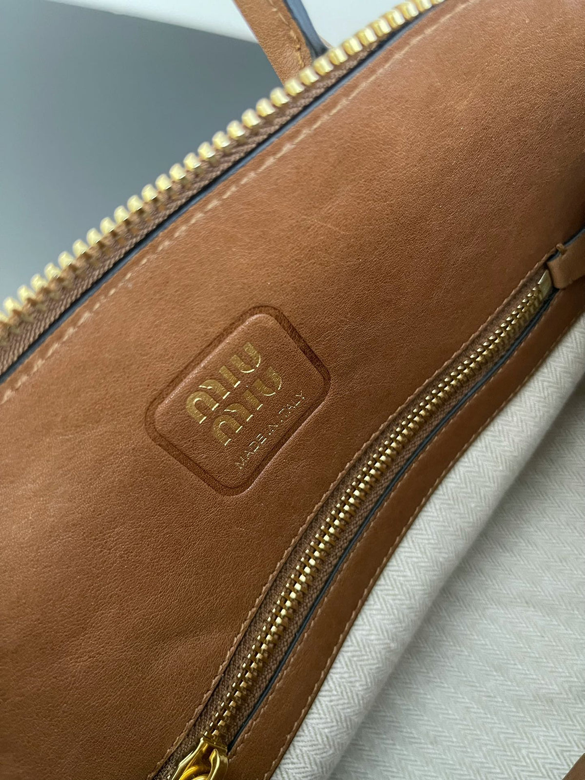 Miu Miu Aventure Mini Leather Bag – Cognac
