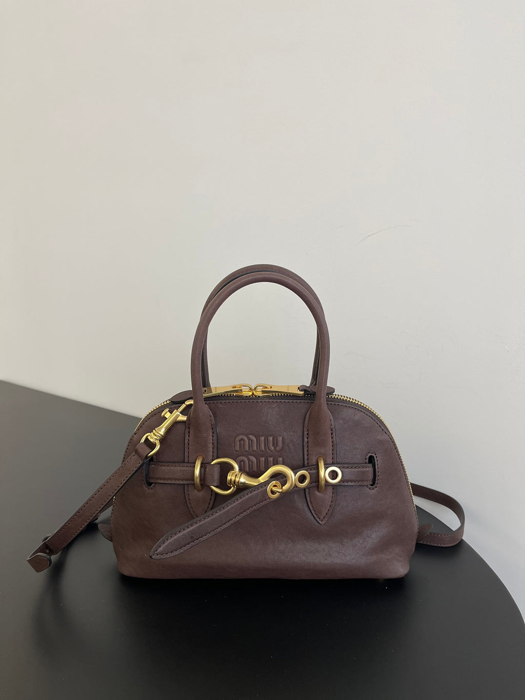 Miu Miu Aventure Mini Leather Bag – Dark Brown