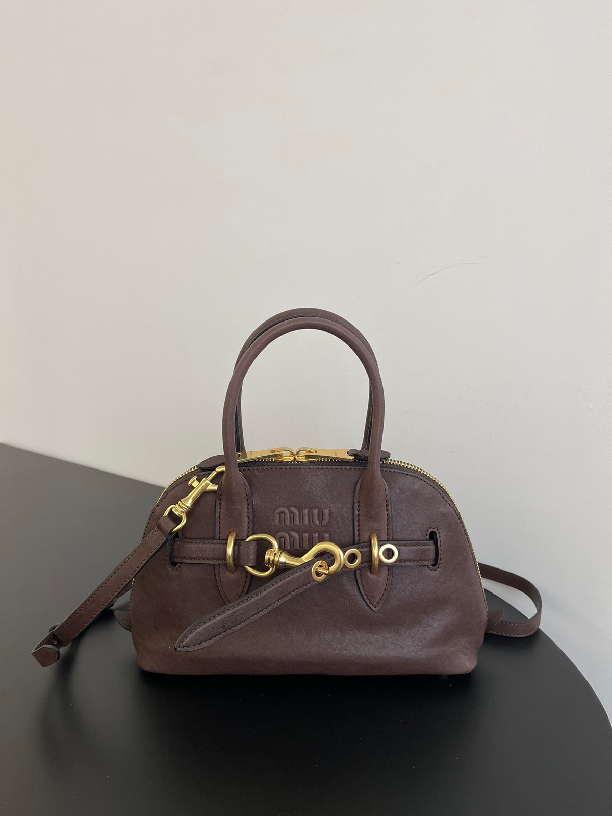 Miu Miu Aventure Mini Leather Bag – Dark Brown