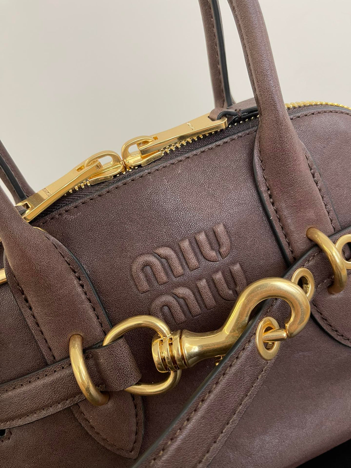 Miu Miu Aventure Mini Leather Bag – Dark Brown