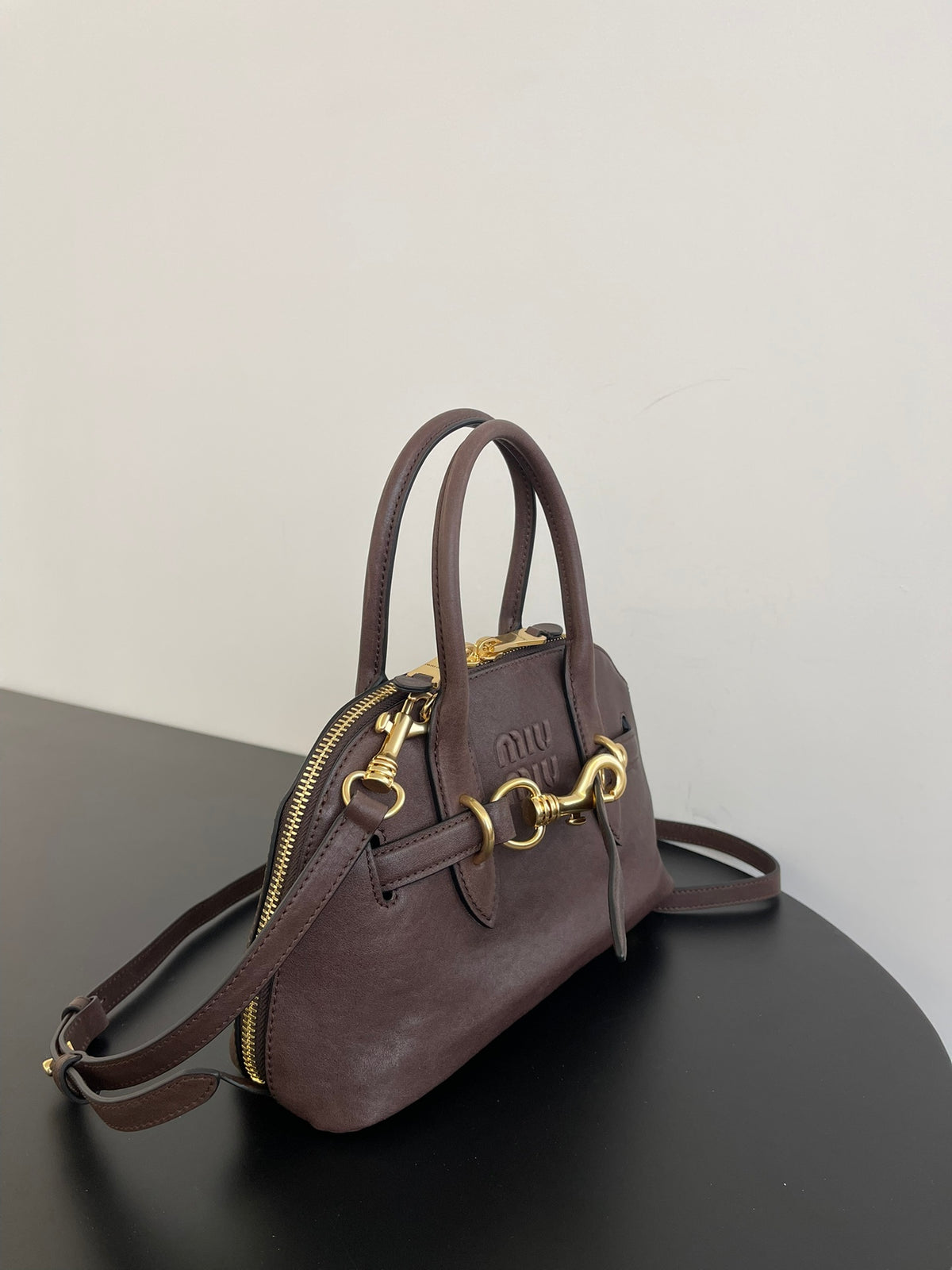 Miu Miu Aventure Mini Leather Bag – Dark Brown