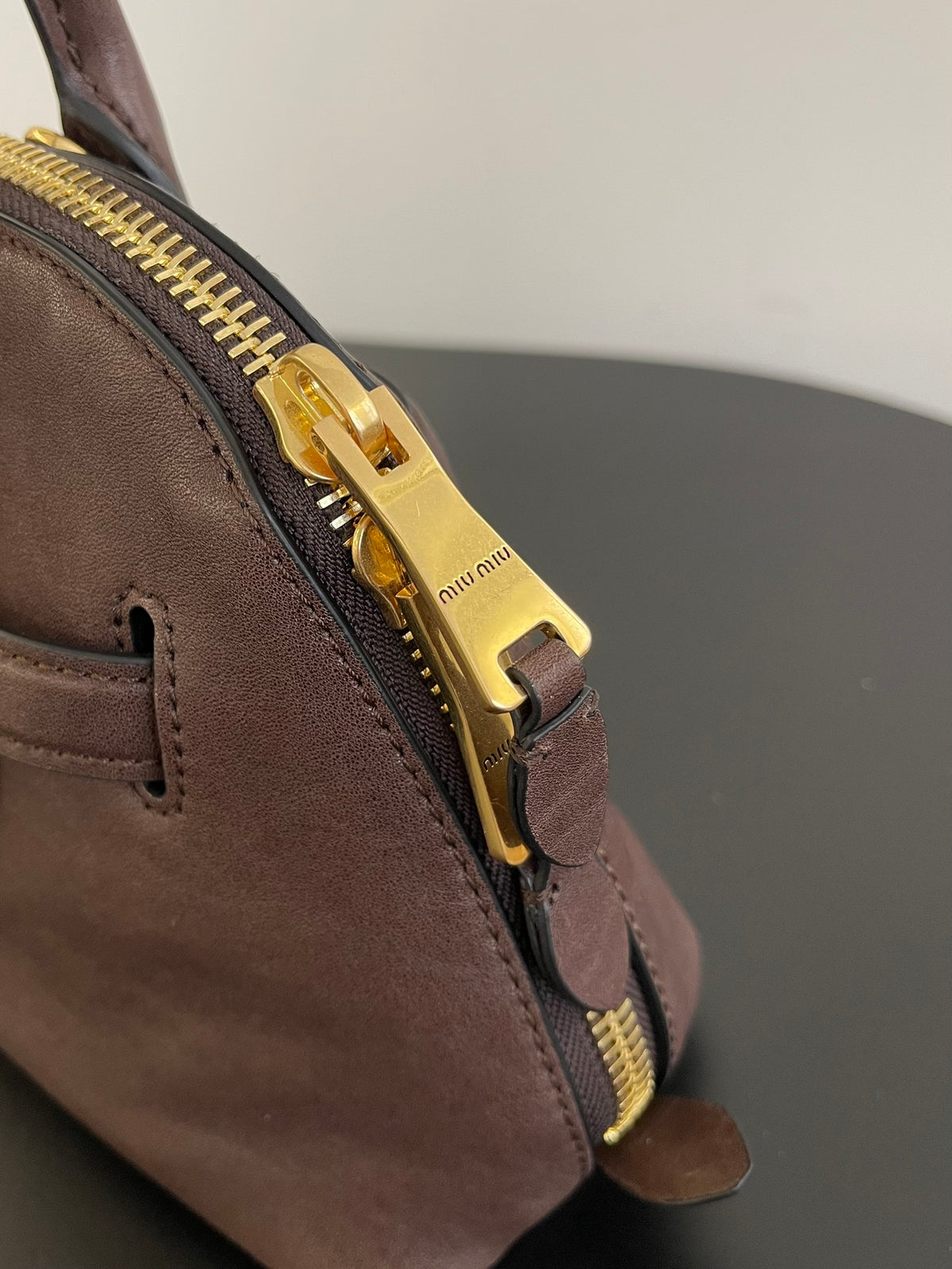 Miu Miu Aventure Mini Leather Bag – Dark Brown