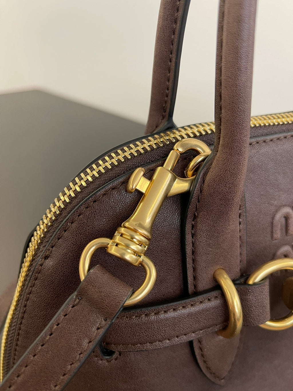 Miu Miu Aventure Mini Leather Bag – Dark Brown