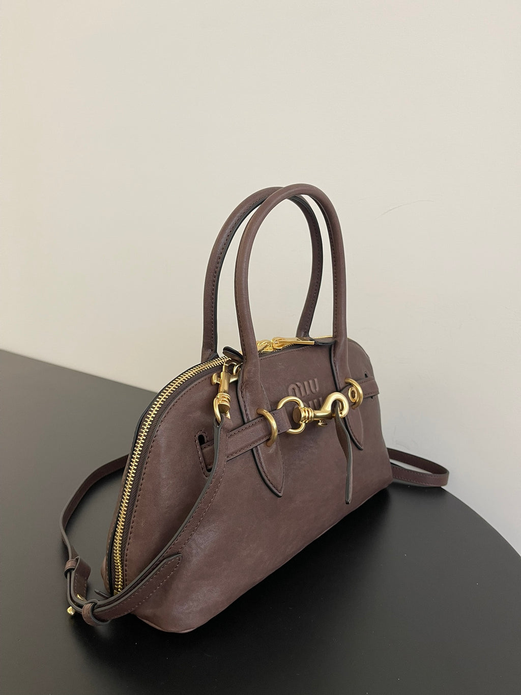 Miu Miu Aventure Leather Bag – Dark Brown
