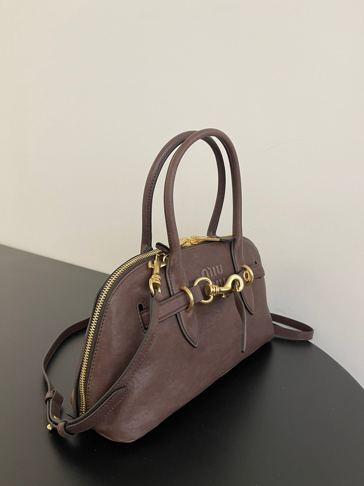 Miu Miu Aventure Leather Bag – Dark Brown