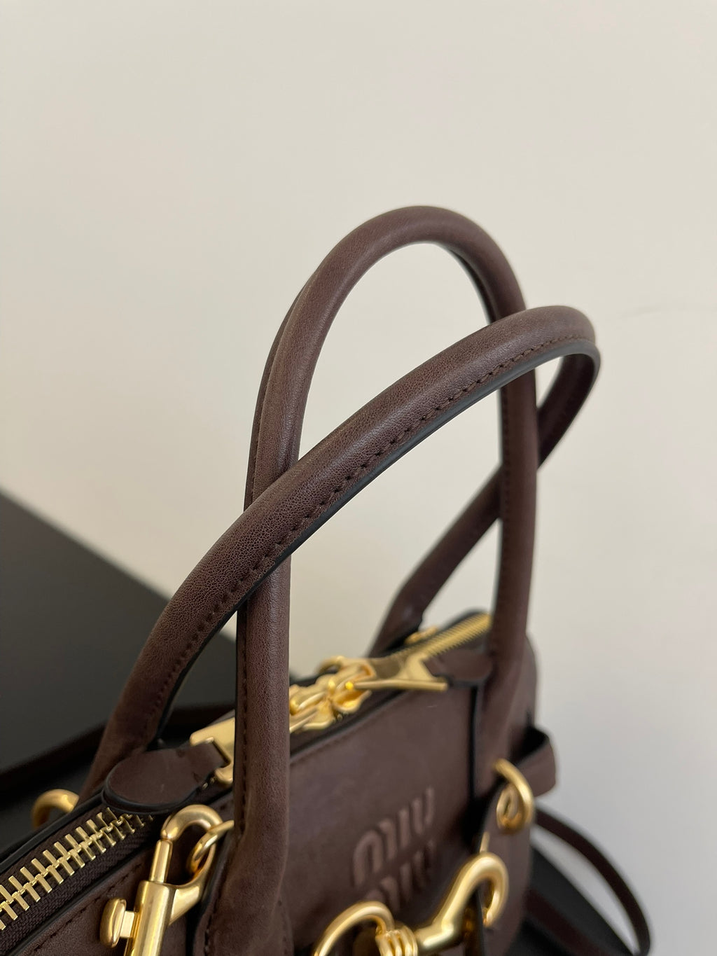 Miu Miu Aventure Leather Bag – Dark Brown