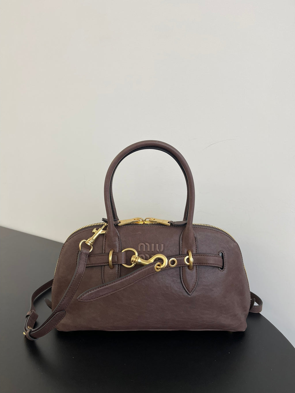 Miu Miu Aventure Leather Bag – Dark Brown