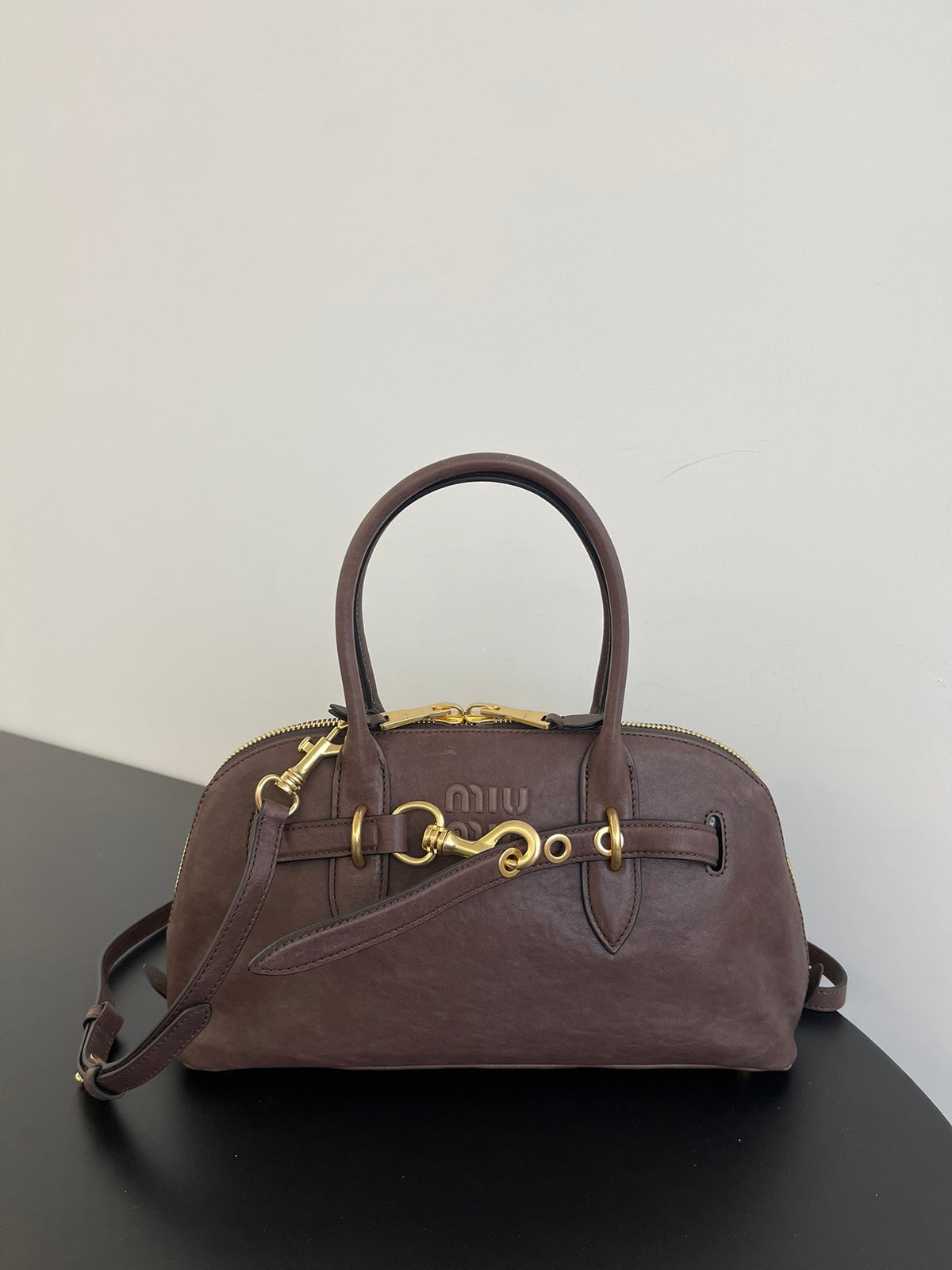 Miu Miu Aventure Leather Bag – Dark Brown