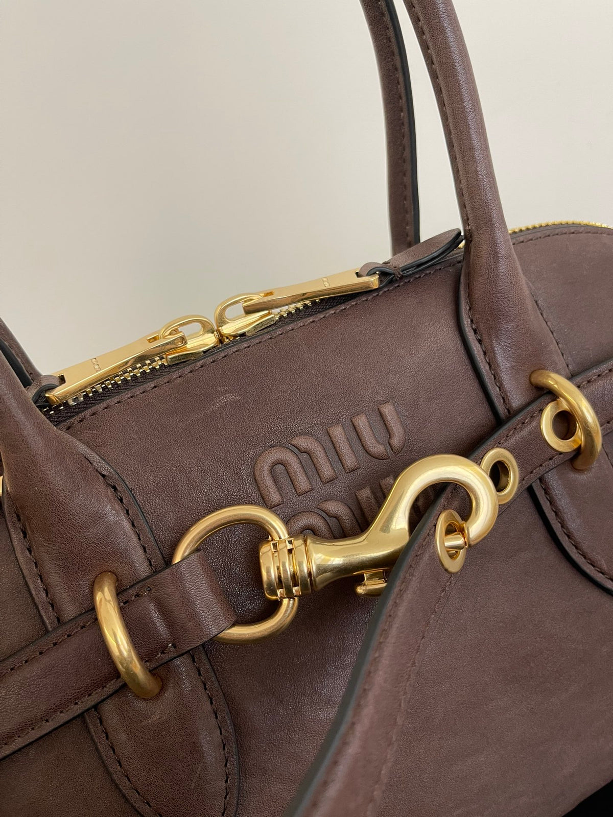 Miu Miu Aventure Leather Bag – Dark Brown
