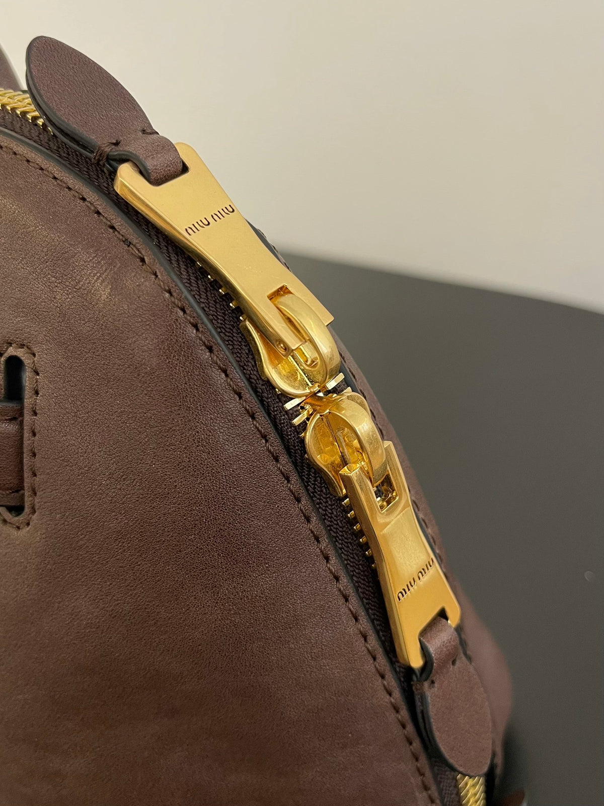 Miu Miu Aventure Leather Bag – Dark Brown