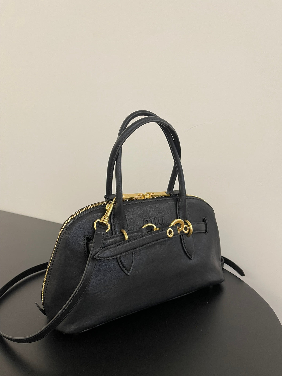 Miu Miu Aventure Leather Bag – Black