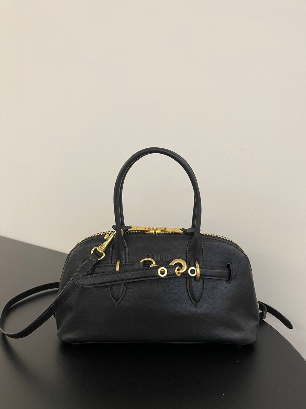 Miu Miu Aventure Leather Bag – Black