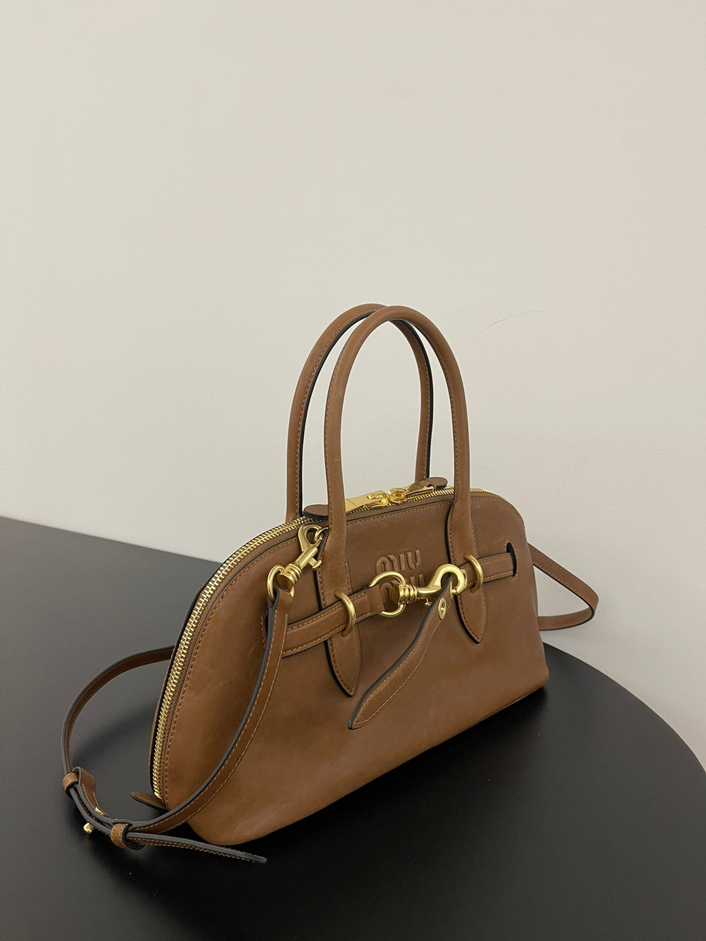 Miu Miu Aventure Leather Bag – Cognac