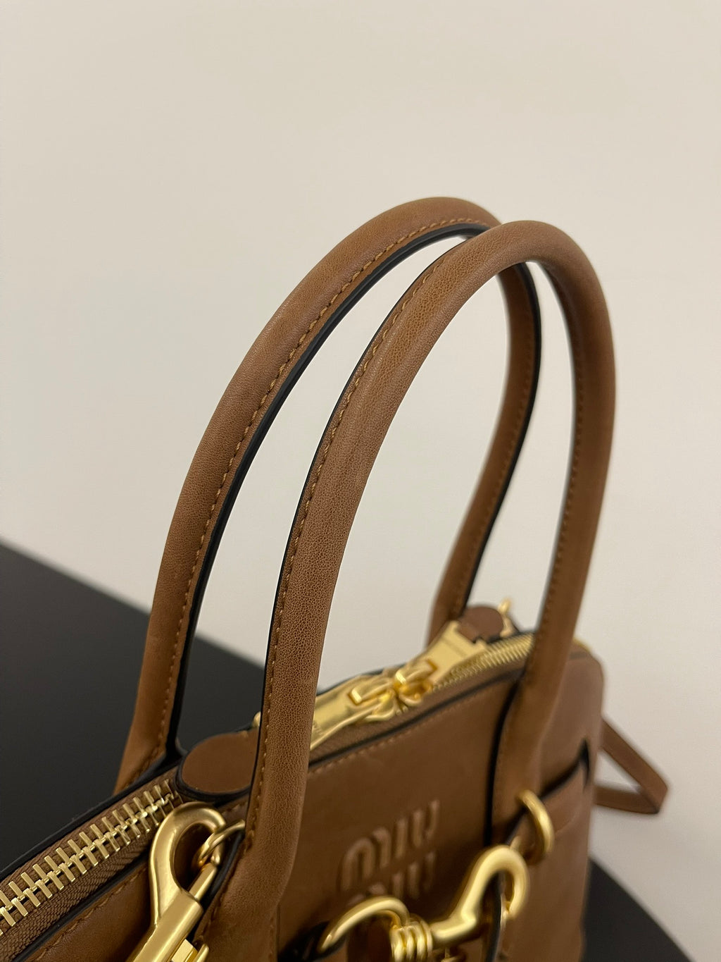 Miu Miu Aventure Leather Bag – Cognac