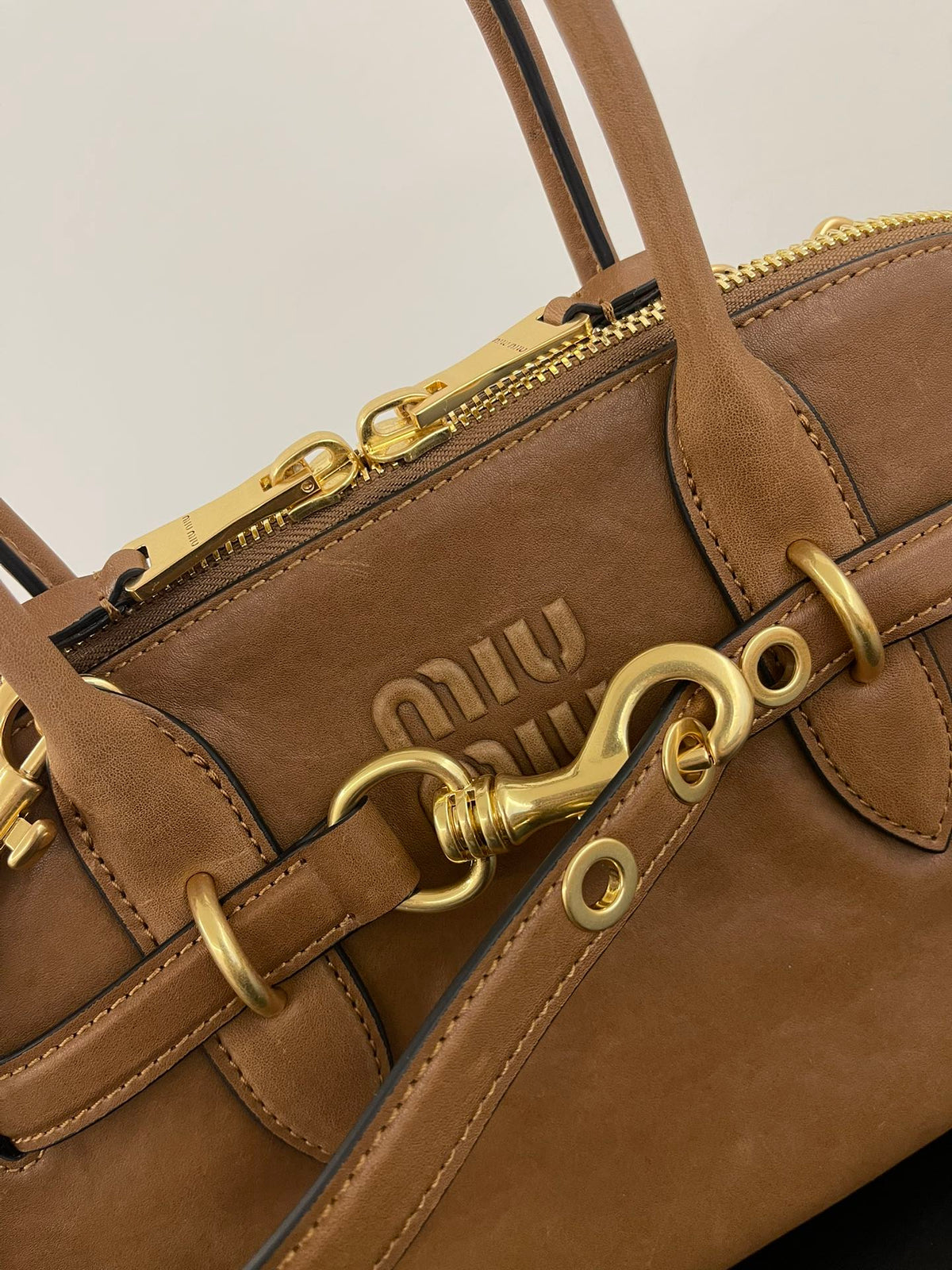 Miu Miu Aventure Leather Bag – Cognac