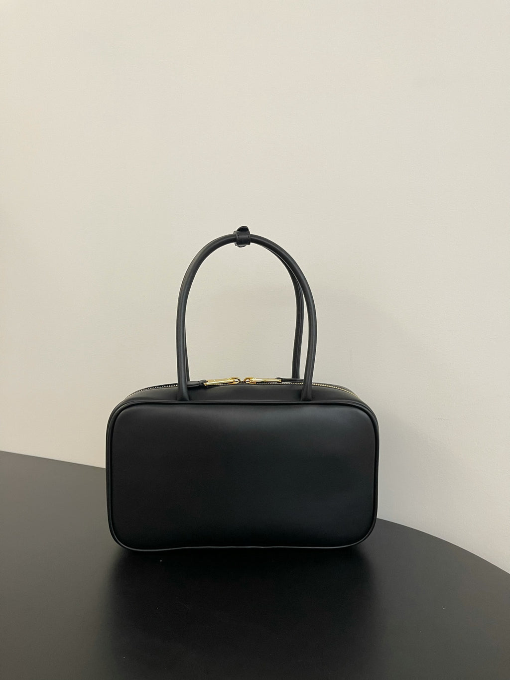 Miu Miu Beau Box Leather Top Handle Bag – Black