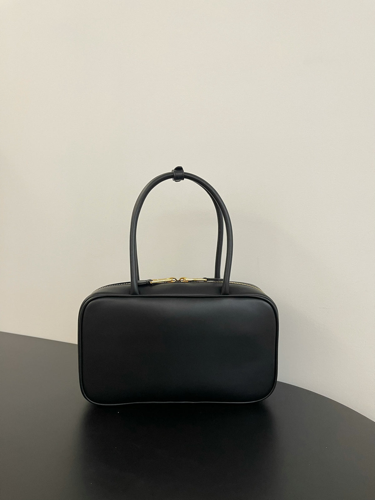 Miu Miu Beau Box Leather Top Handle Bag – Black
