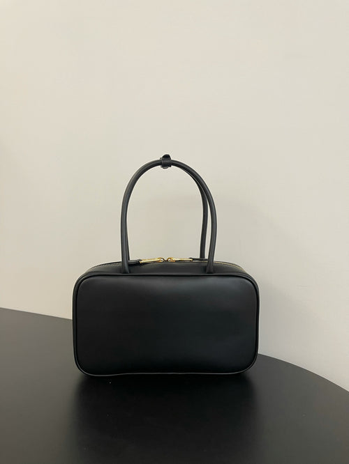 Miu Miu Beau Box Leather Top Handle Bag – Black