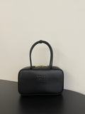 Miu Miu Beau Box Leather Top Handle Bag – Black