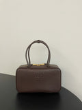Miu Miu Beau Box Leather Top Handle Bag – Dark Brown