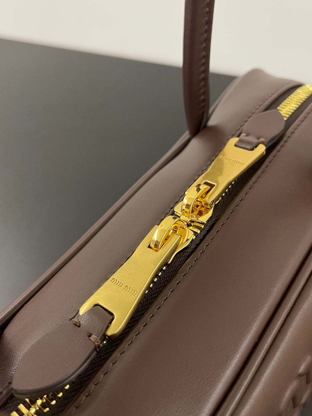 Miu Miu Beau Leather Bag – Dark Brown
