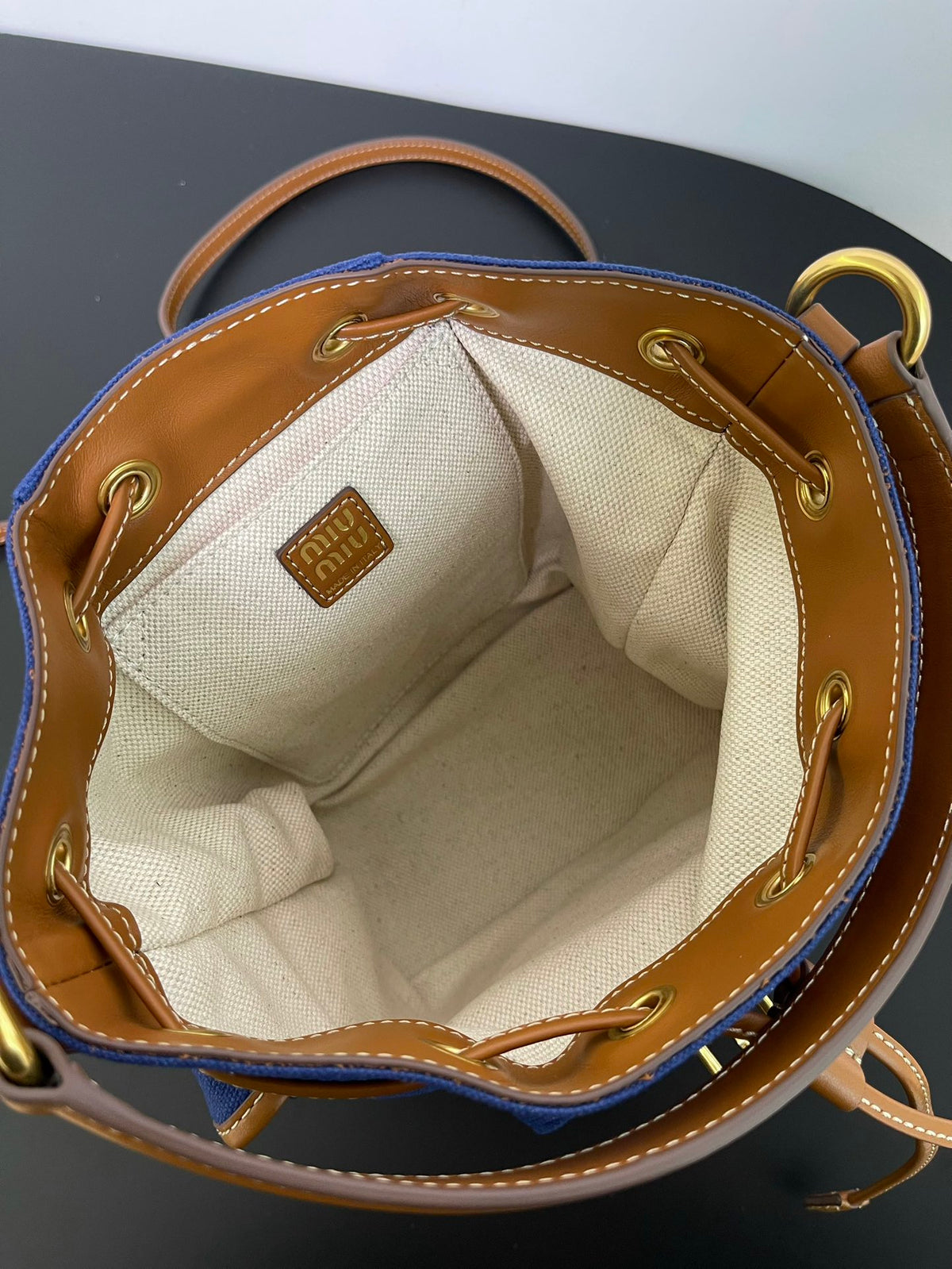 Miu Miu Canvas Mini Backpack – Navy Blue