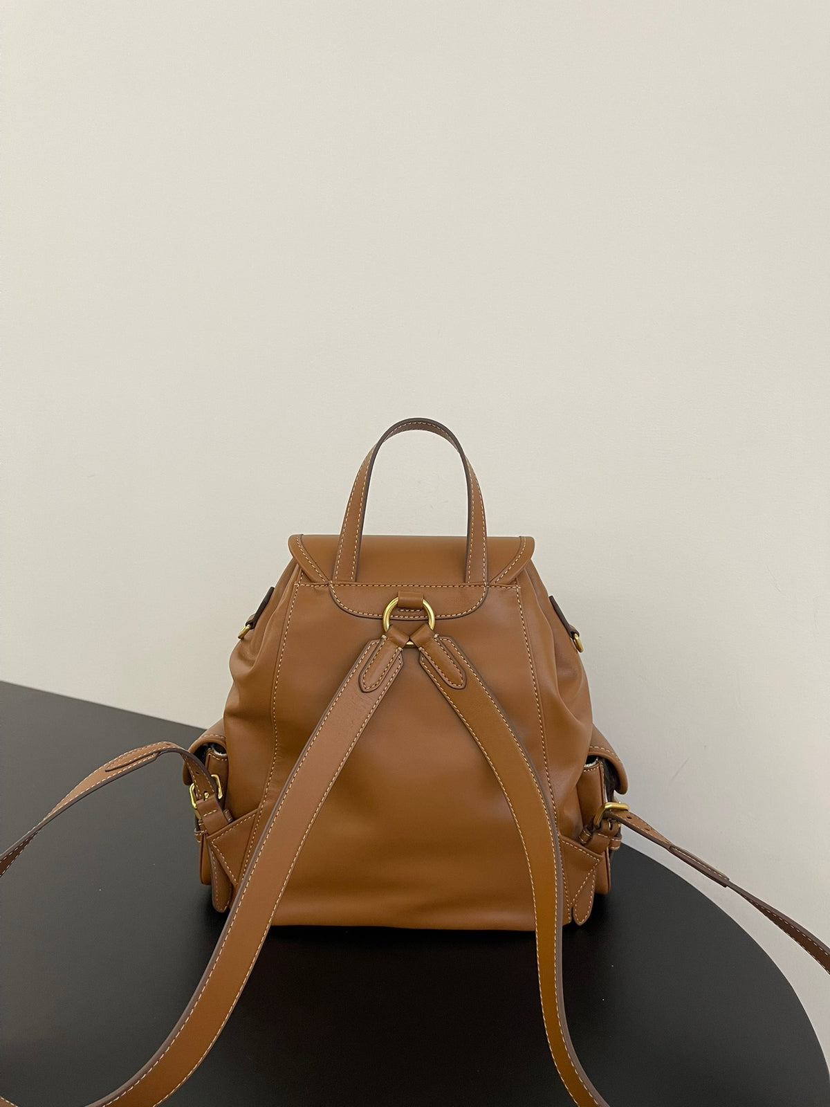 Miu Miu Leather Backpack – Cognac