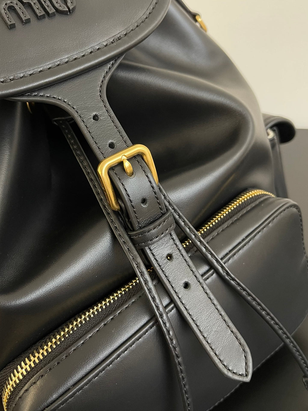 Miu Miu Leather Backpack – Black