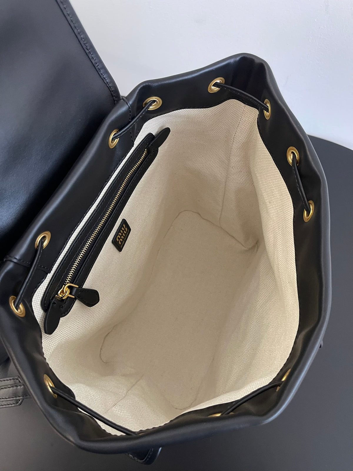 Miu Miu Leather Backpack – Black