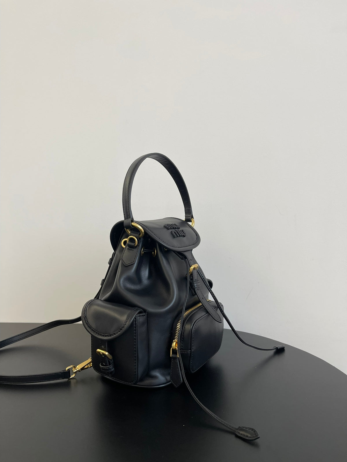 Miu Miu Leather Mini Backpack – Black