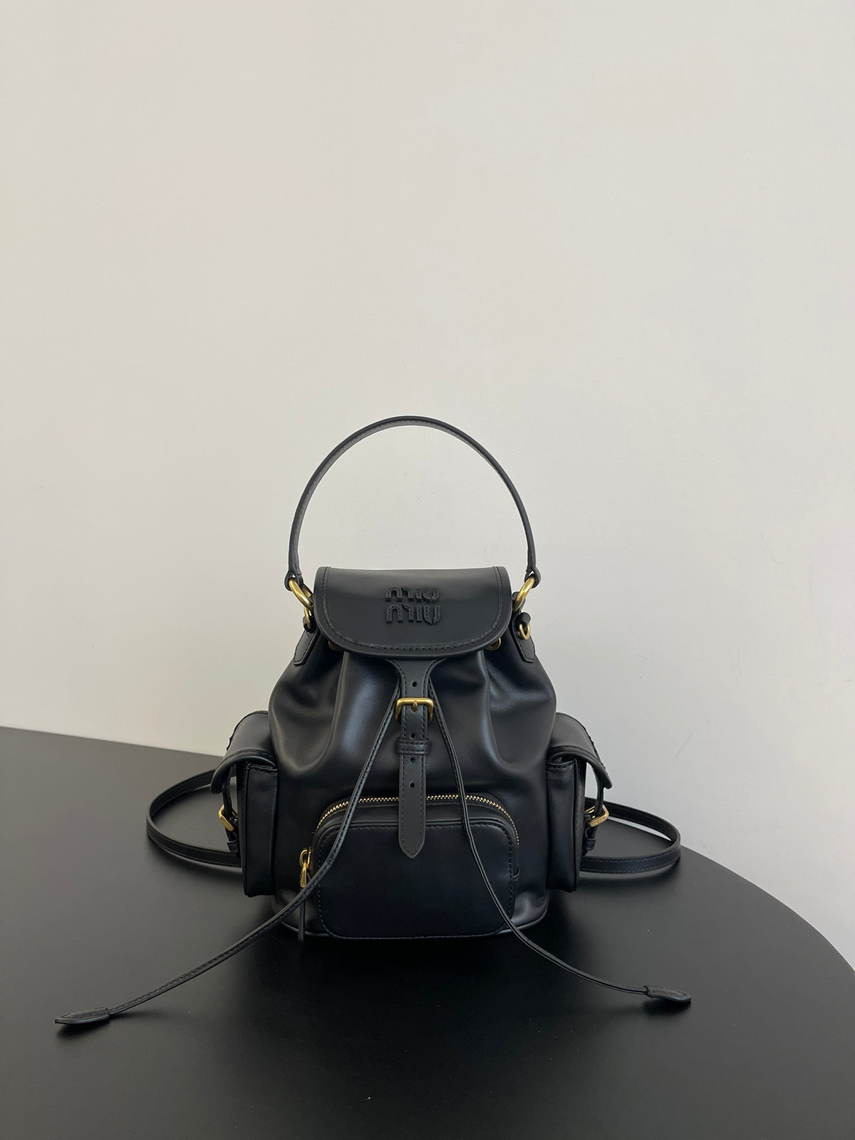 Miu Miu Leather Mini Backpack – Black